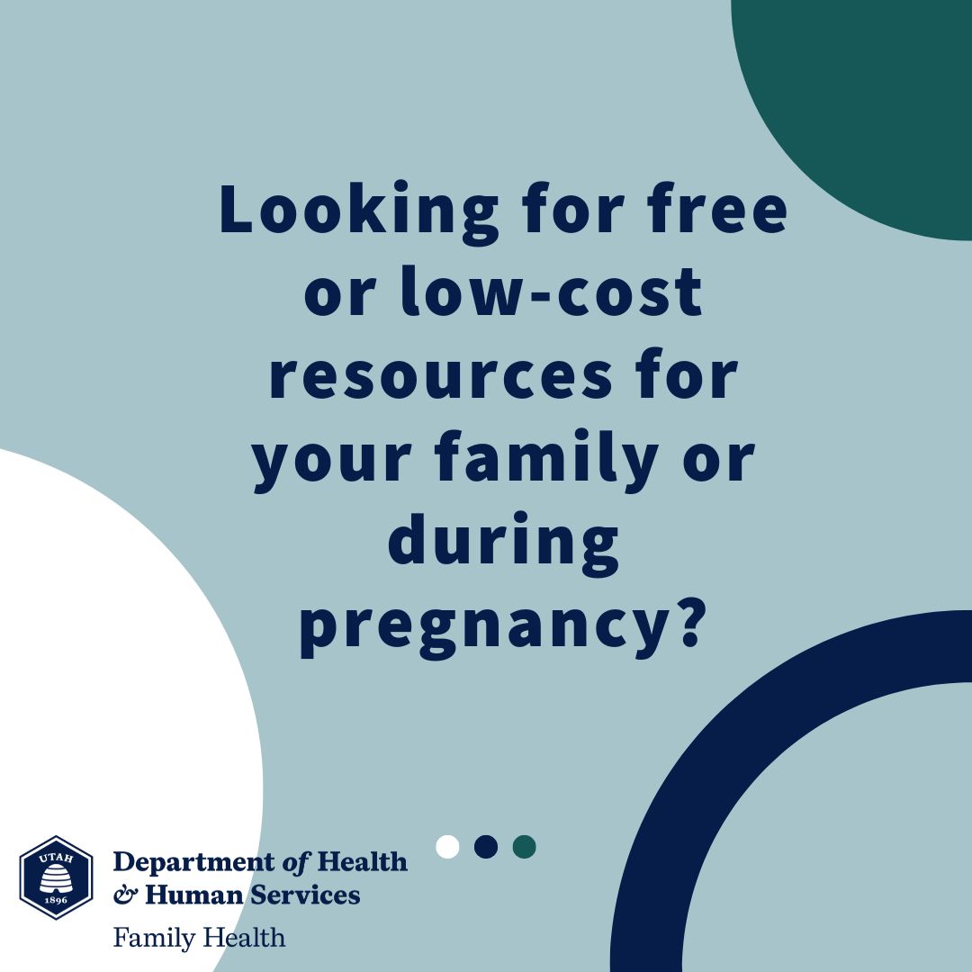 social media image asking "Looking for free or low-cost resources for your family or during pregnancy?"